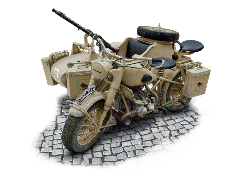 German Military Motorcycle with side car
