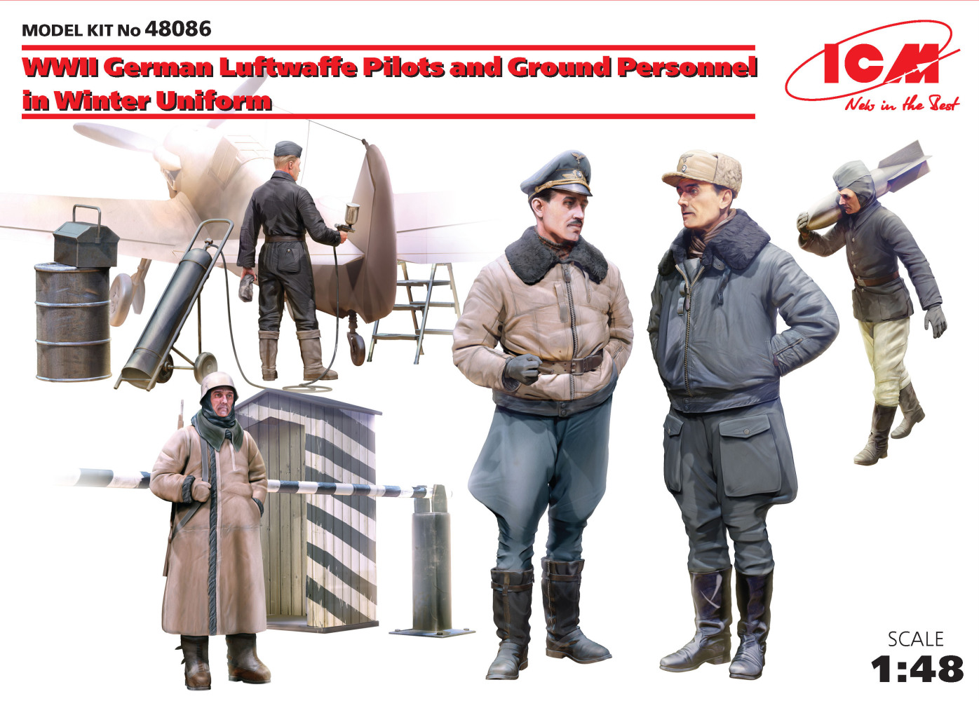 WWII German Luftwaffe Pilots and Ground Personnel in Winter Uniform
