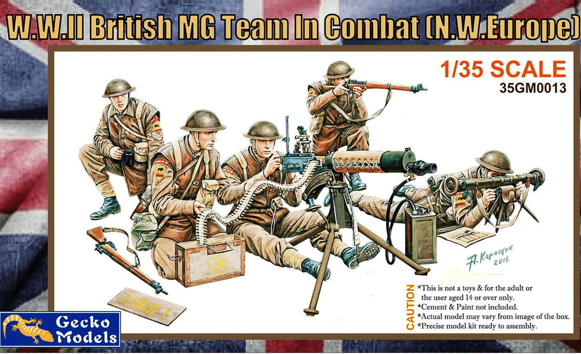 WWII British MG Team In Combat