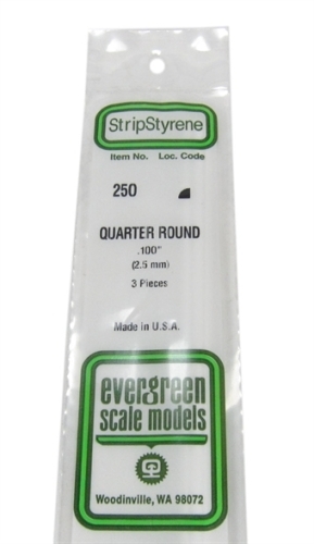 250 0.100" Quarter round section 3 per pack