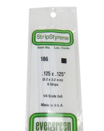 186 0.125 x 0.125 square section 6 per pack