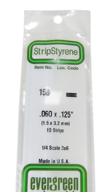 Evergreen Styrene Strip 0.25 x 1.5mm .010 x 0.060" 