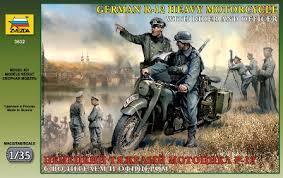 German R-12 Heavy Motorcycle with rider and officer