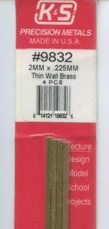  Round Brass Tube 2mmx300mm, pack of 4