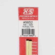 Square Brass Tube, 4mm X 4mm X .45mm Wall Thickness X 300mm Long, 2 Pieces per Pack