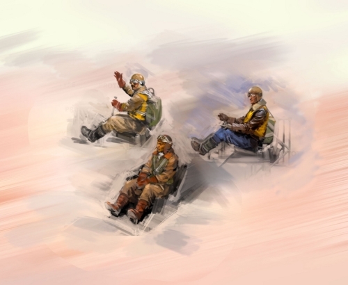 WWII Axis Pilots in Cockpit