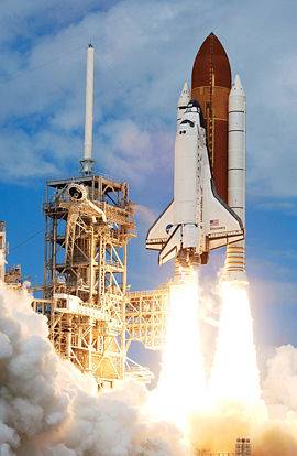 NASA Space Shuttle on Booster Rockets